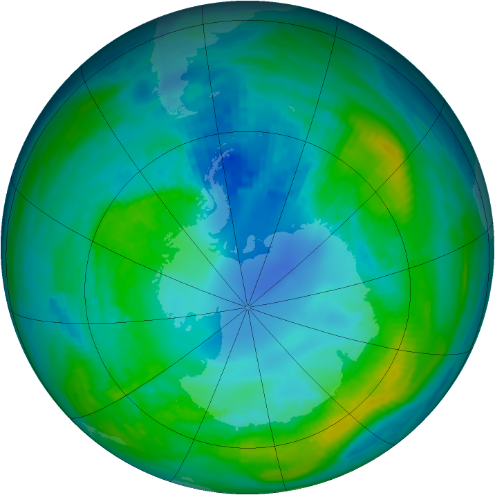 Antarctic ozone map for 25 April 1979